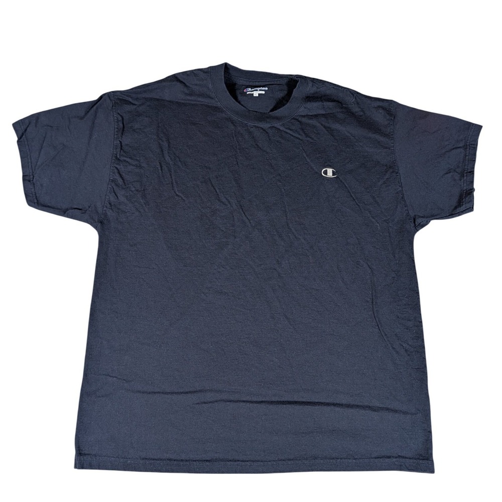 Champion T-Shirt Mens XL Navy Blue Embroidered Logo Short Sleeve Excellent
